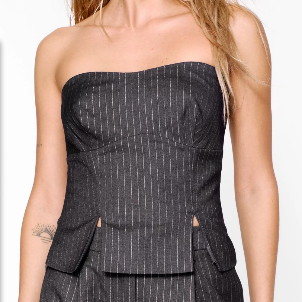 NWT Nasty Gal Pinstripe Tailored Bustier Top